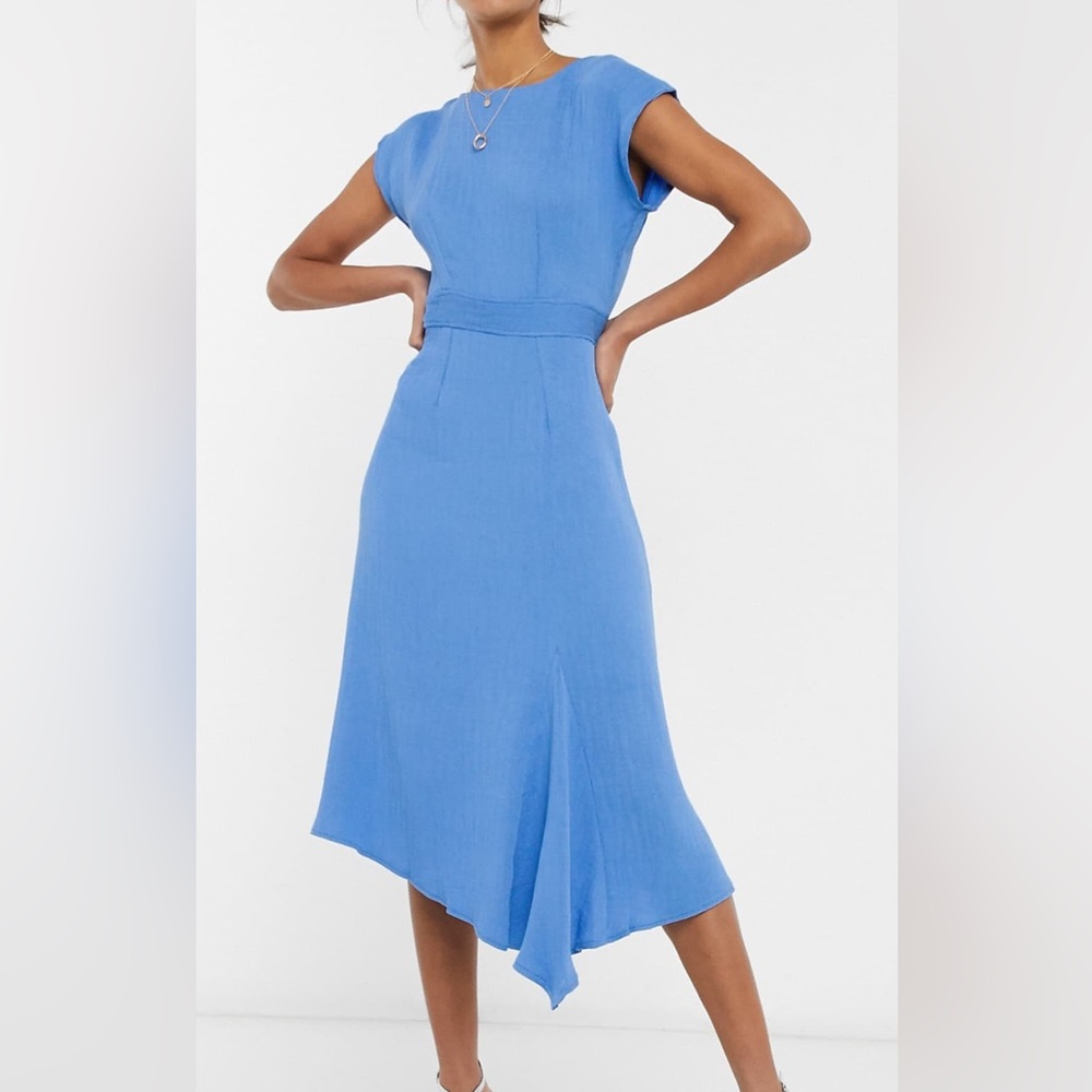 Kimono Sleeve Asymmetric Midi Dress